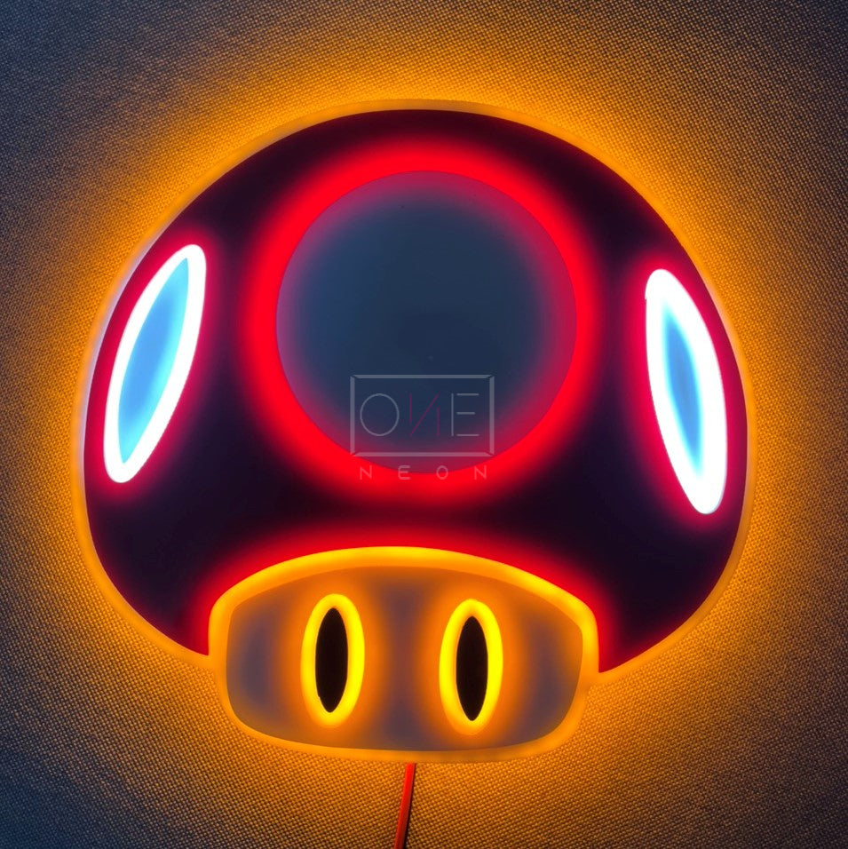 Mario 1-Up Mushroom | Edge Lit Acrylic Signs