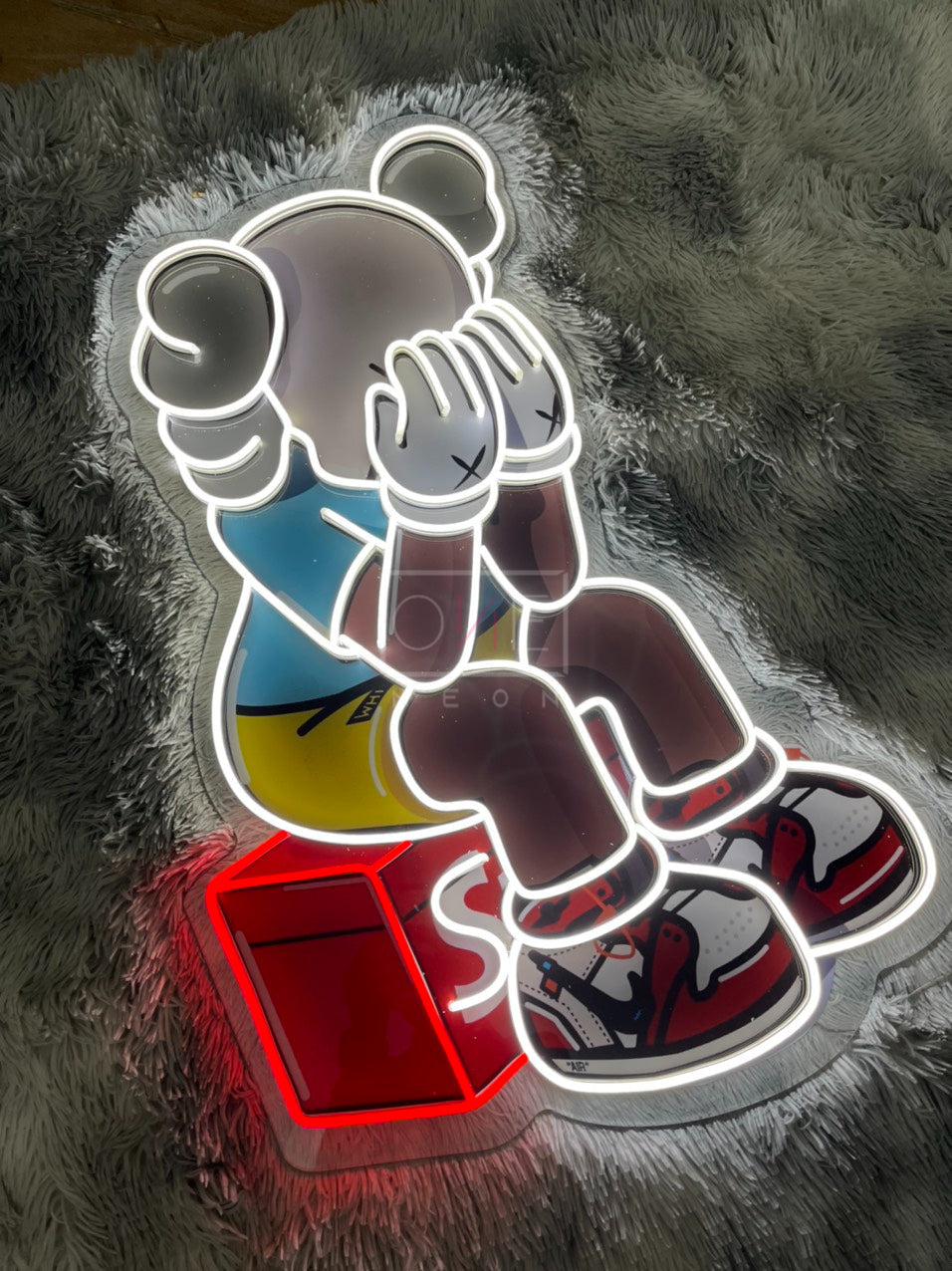 Sitting KAWS Supreme | LED Neon Sign (UV Printed)