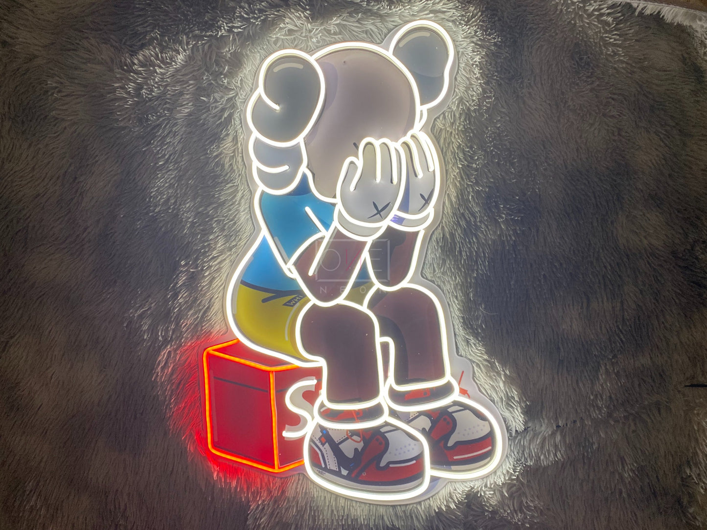 Sitting KAWS Supreme | LED Neon Sign (UV Printed)