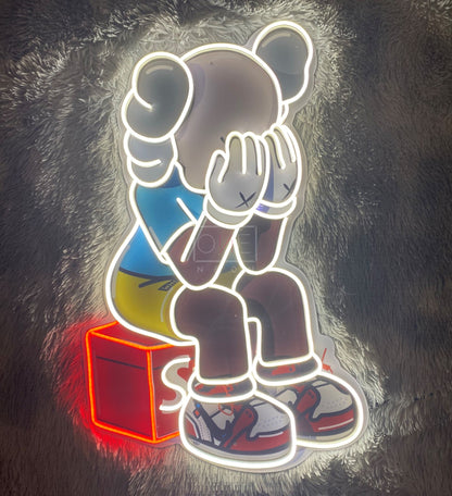 Sitting KAWS Supreme | LED Neon Sign (UV Printed)