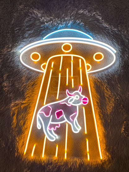 UFO Kidnapping Cow | LED Neon Sign