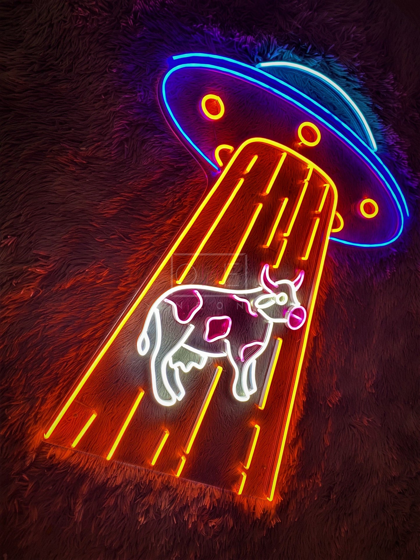 UFO Kidnapping Cow | LED Neon Sign